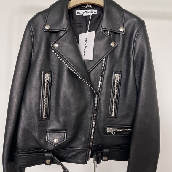 Acne Studios Belted Leather Biker Jacket - Picture 2 of 6
